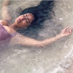 Salma Hayek Sexy Purple Swimsuit