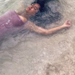 Salma Hayek Sexy Purple Swimsuit